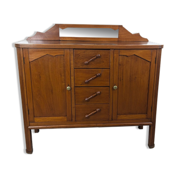 Art Deco mahogany sideboard – 4 drawers, 2 doors, beveled mirror, 1930s