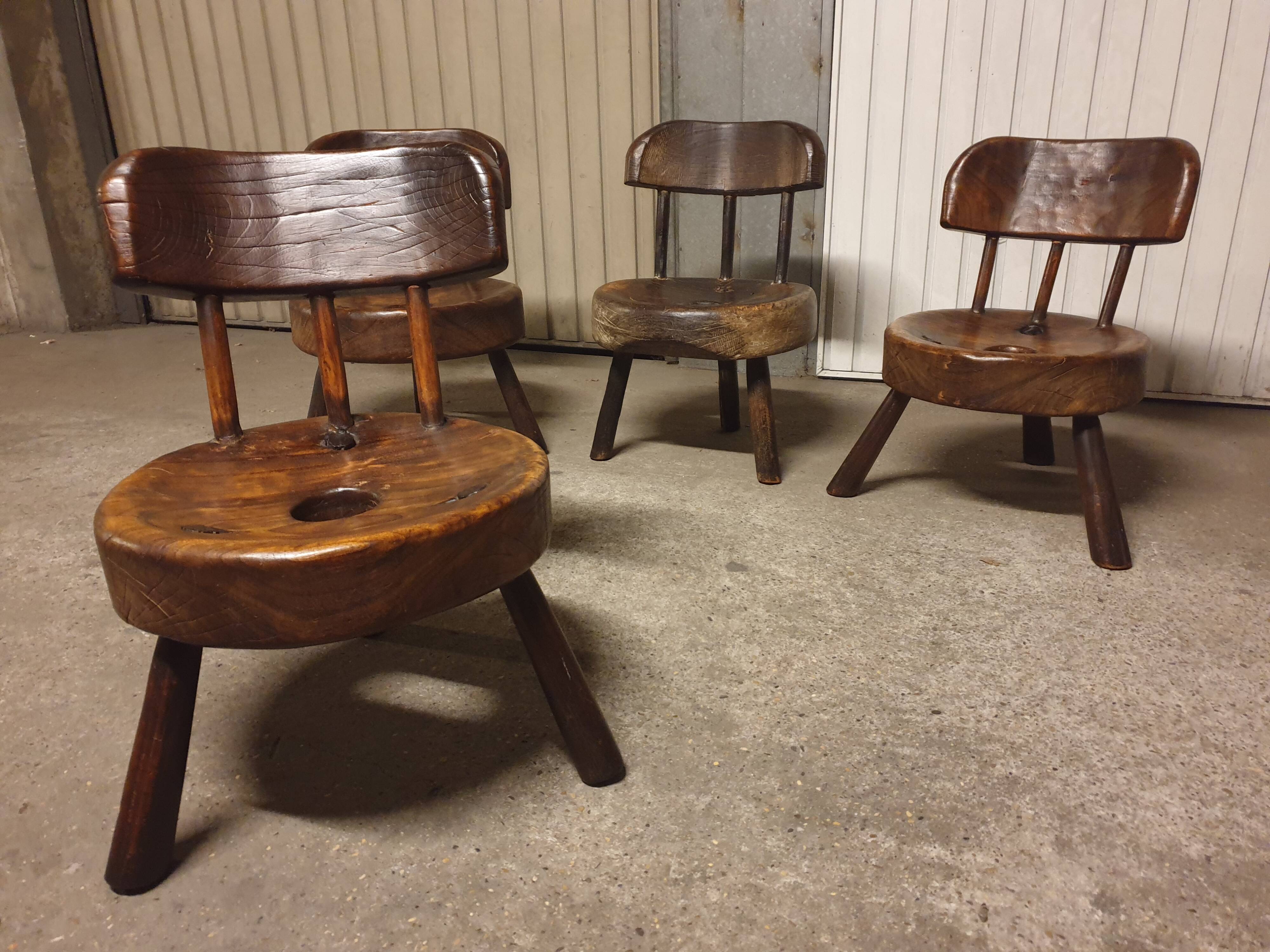 Set of 4 Brutalist Brazil Mid-Century Chairs