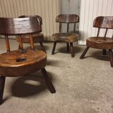 Ensemble de 4 chaises brutaliste Brésil Mid-Century