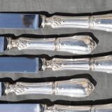 12 table knives in silver metal decor rocaille louis xv