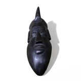 1970 African mask 30cm hand carved tribal statuette wood Baoulé Ivory Coast Vintage old
