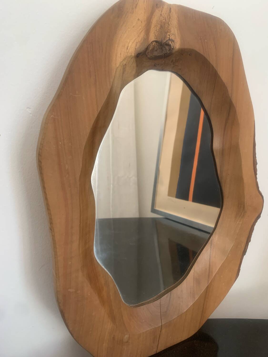 Miroir bois 1960 forme libre