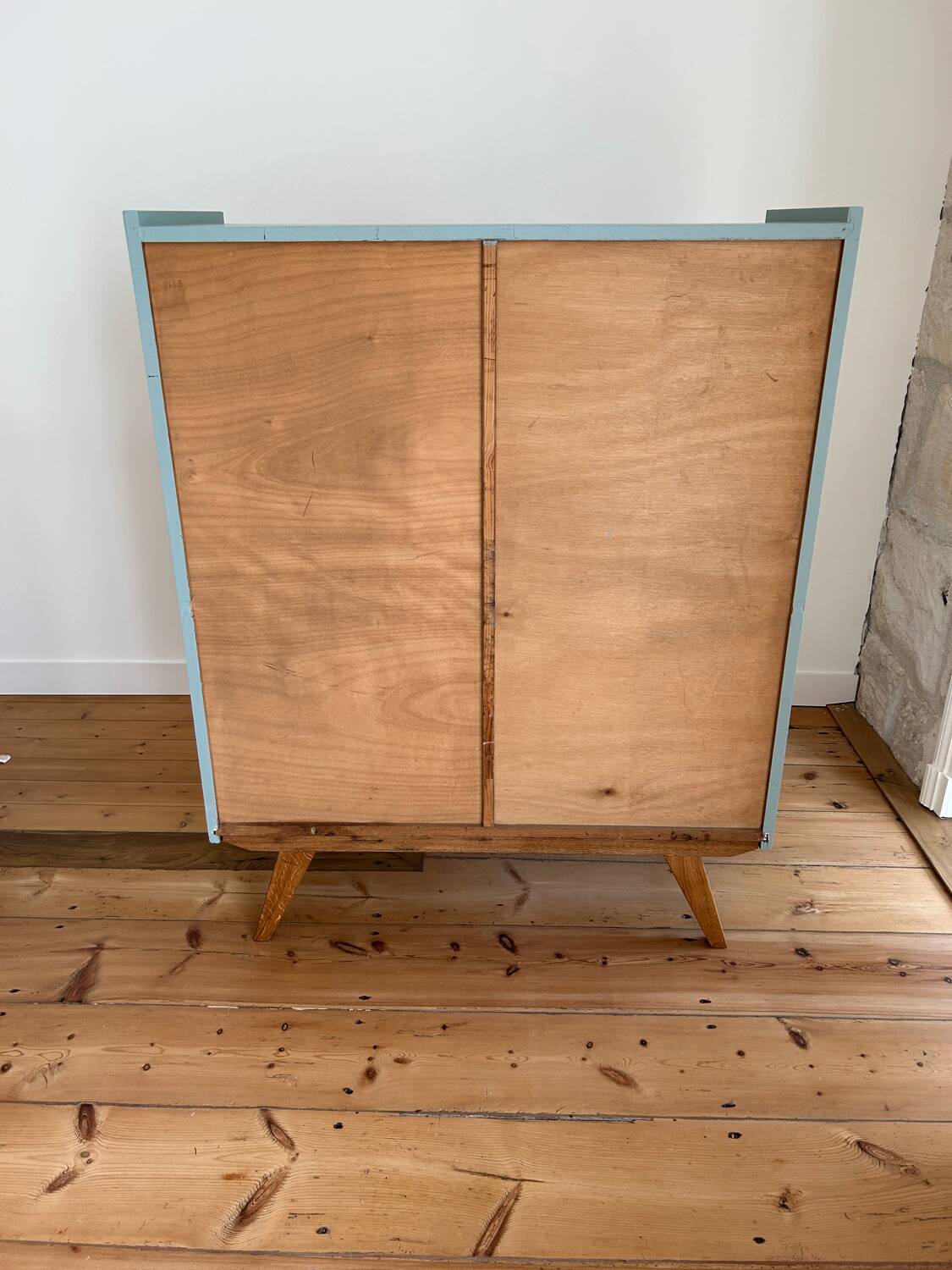 Oak and rattan wardrobe / chest of drawers
