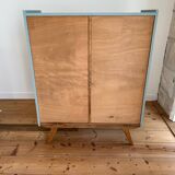 Oak and rattan wardrobe / chest of drawers