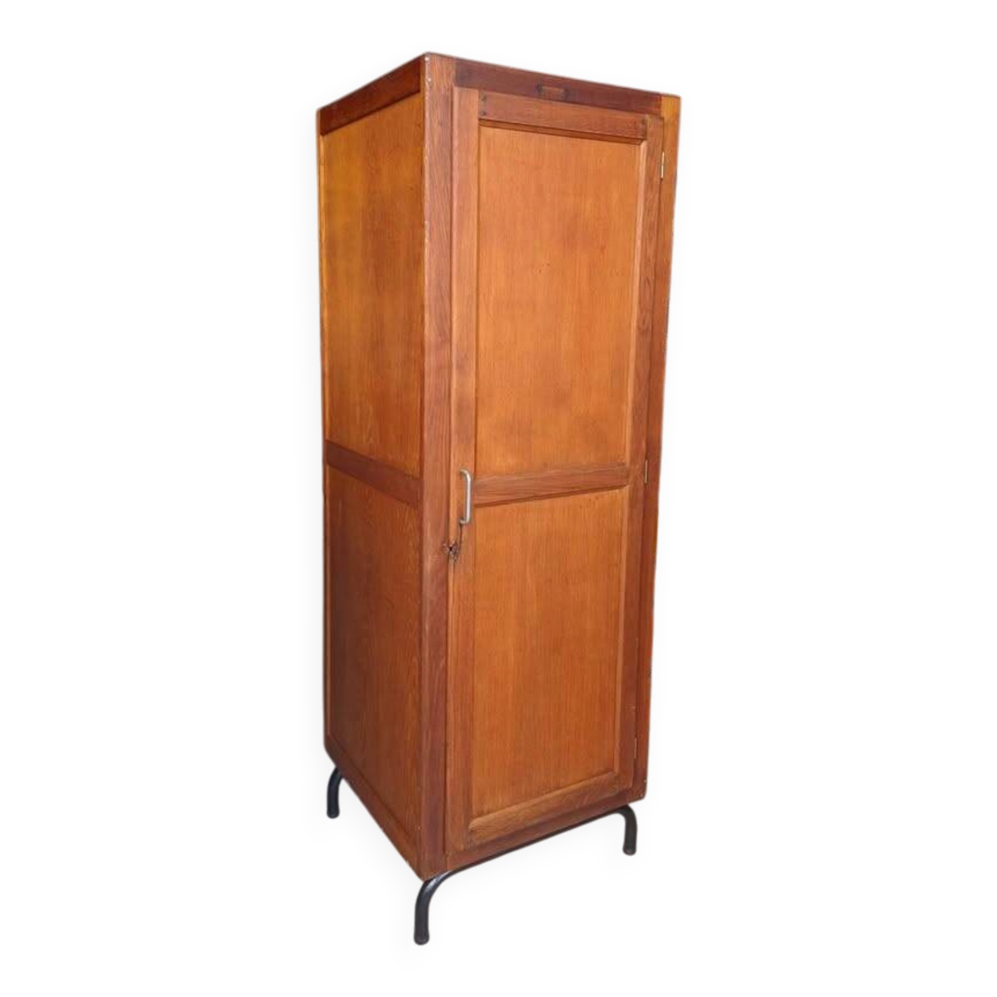 Vintage Wooden and Metal Wardrobe / Boarding School 1950