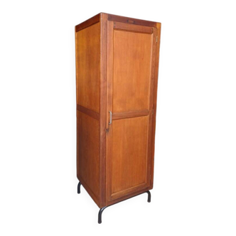 Vintage Wooden and Metal Wardrobe / Boarding School 1950