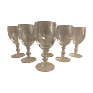 6 verres à pied soufflés