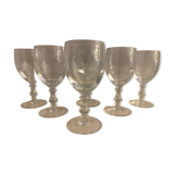 6 verres à pied soufflés et gravés en cristal La Rochère