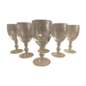 6 blown and engraved foot glasses, in La Rochère crystal