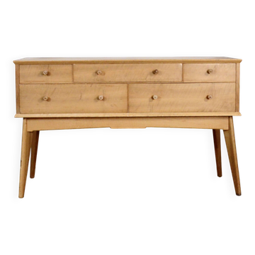 Buffet commode Alfred Cox des années 50 en noyer, style danois moderne vintage