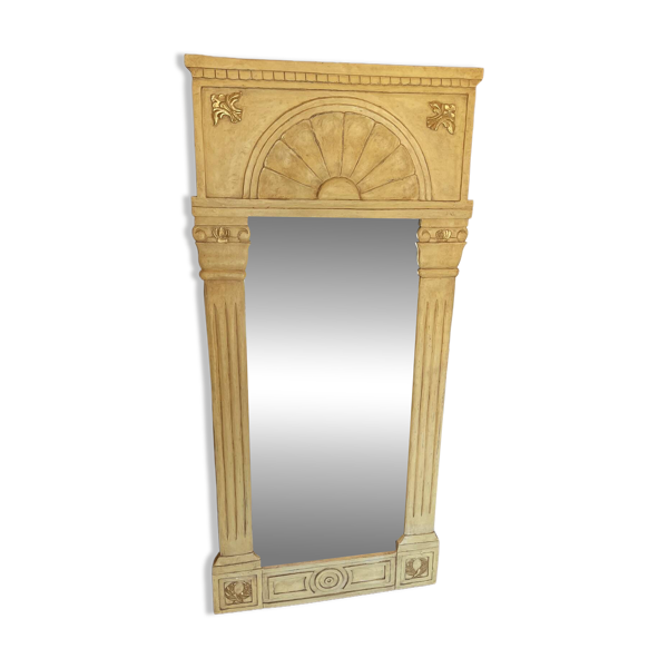 Grand Miroir Trumeau Style Directoire Patiné Crème et Or - 152x70 cm