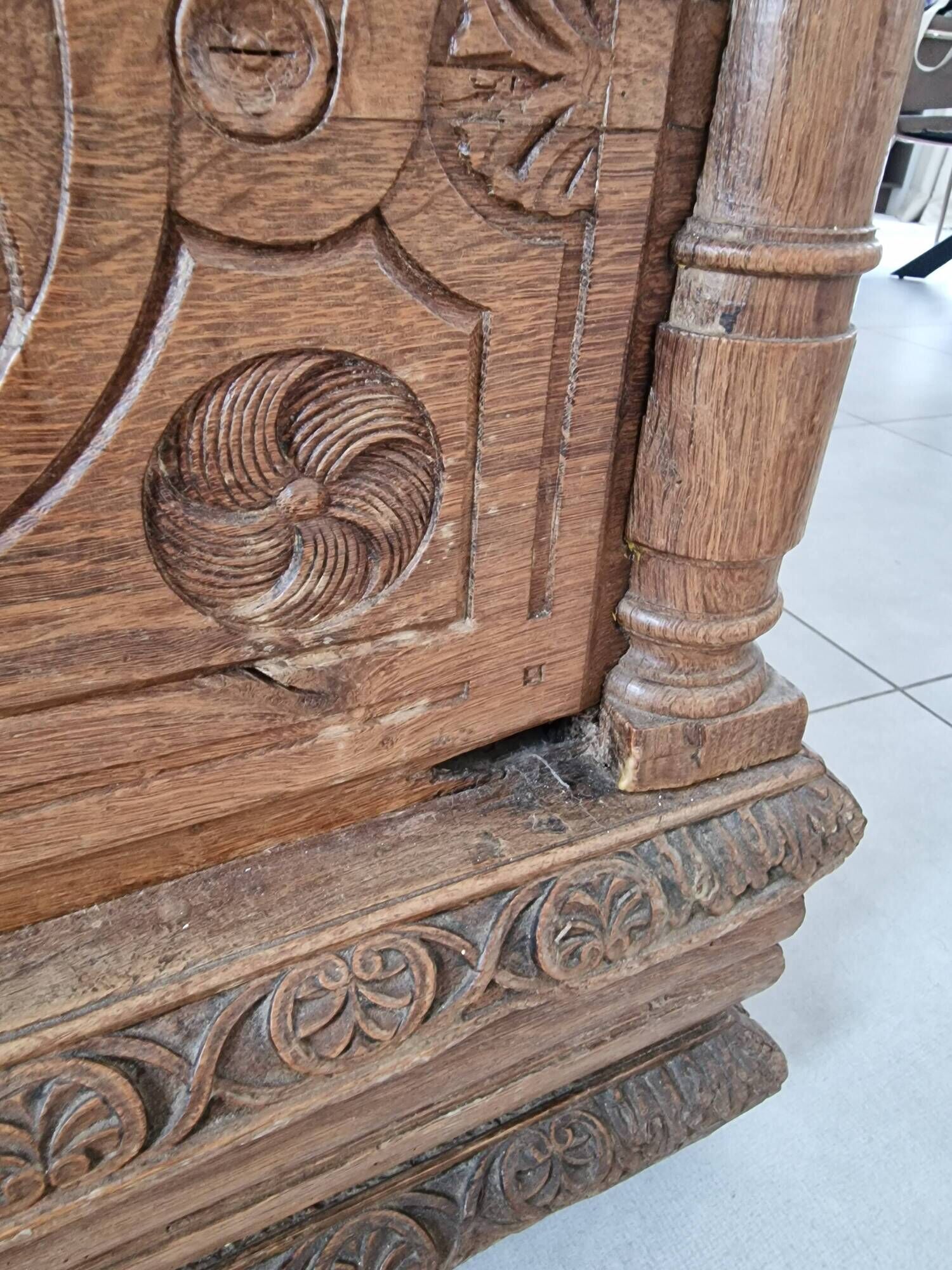 Antique carved oak chest