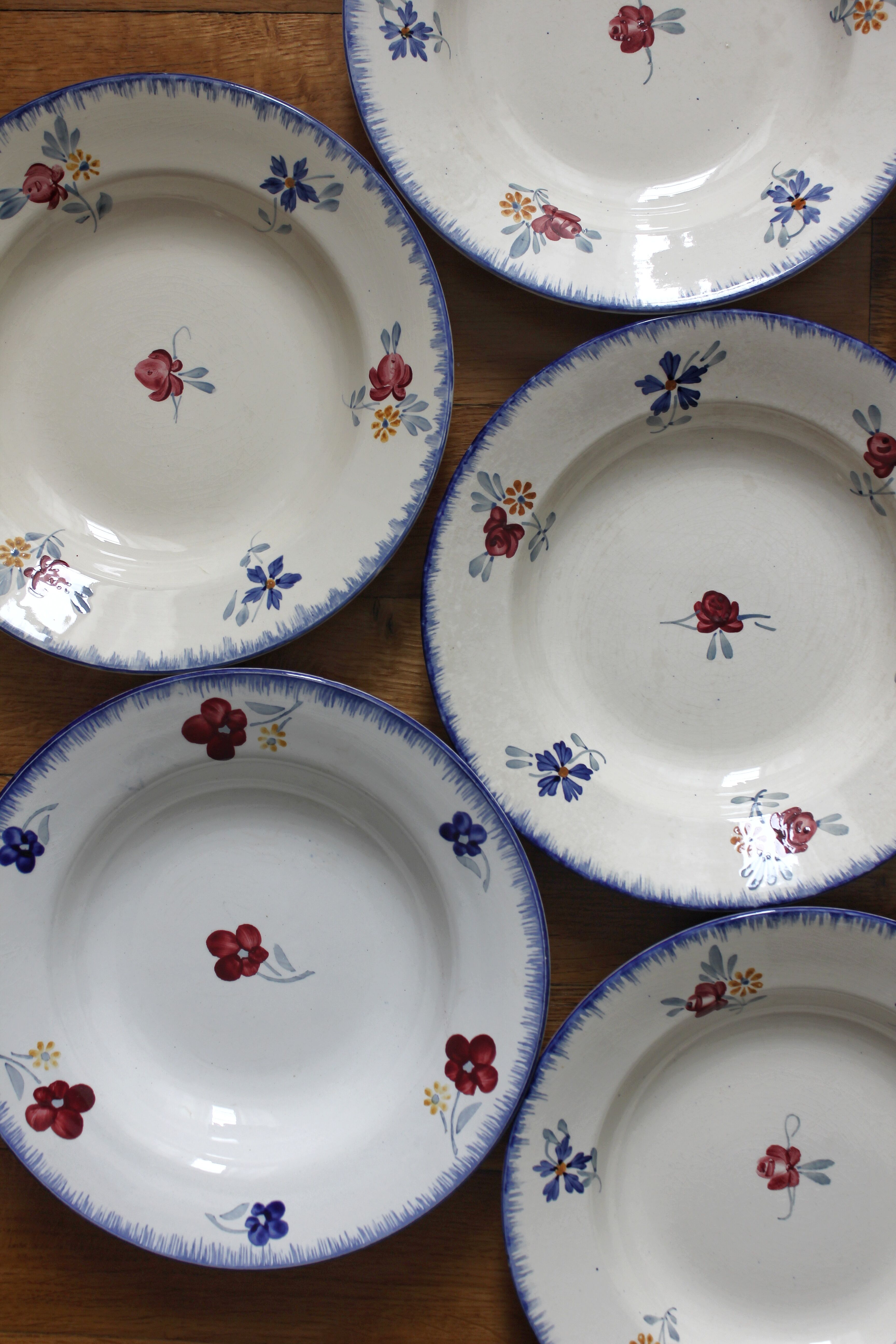 7 floral hollow plates "Mary Lou" Digoin Sarreguemines vintage