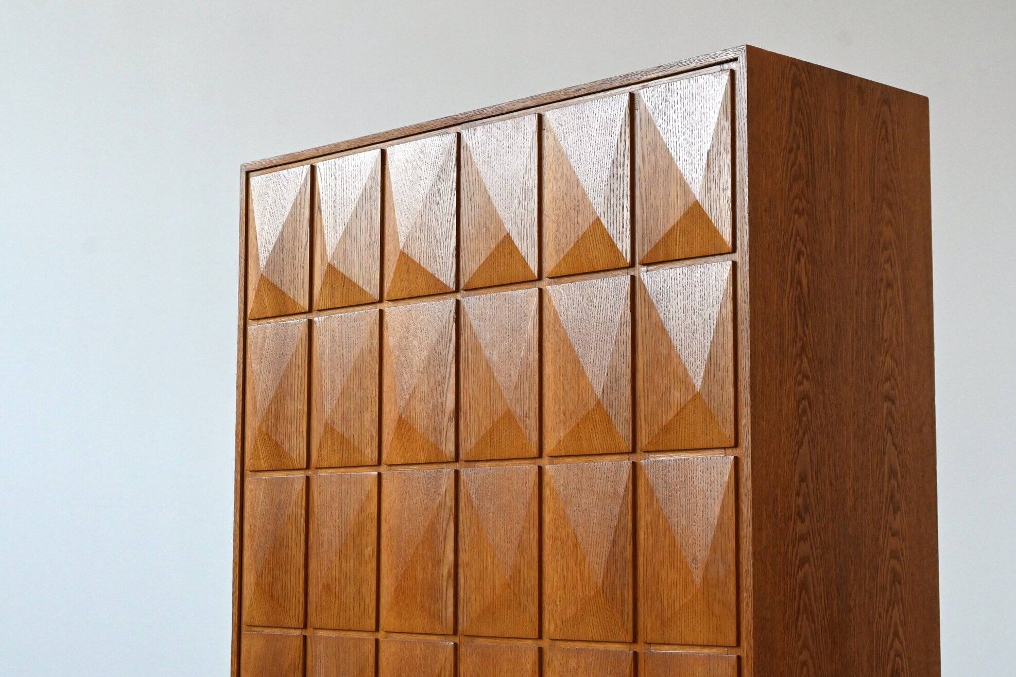 Large Brutalist highboard in oak Mid-Century Gemany 1970