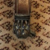 English office in blond mahogany and green leather