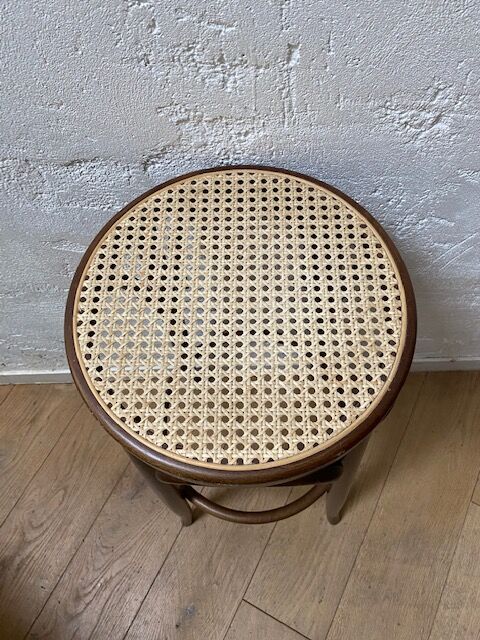 Tabouret de bar bois et cannage