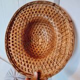 Authentic Vintage 70s Rattan and Bamboo Vietnamese Asian Hat