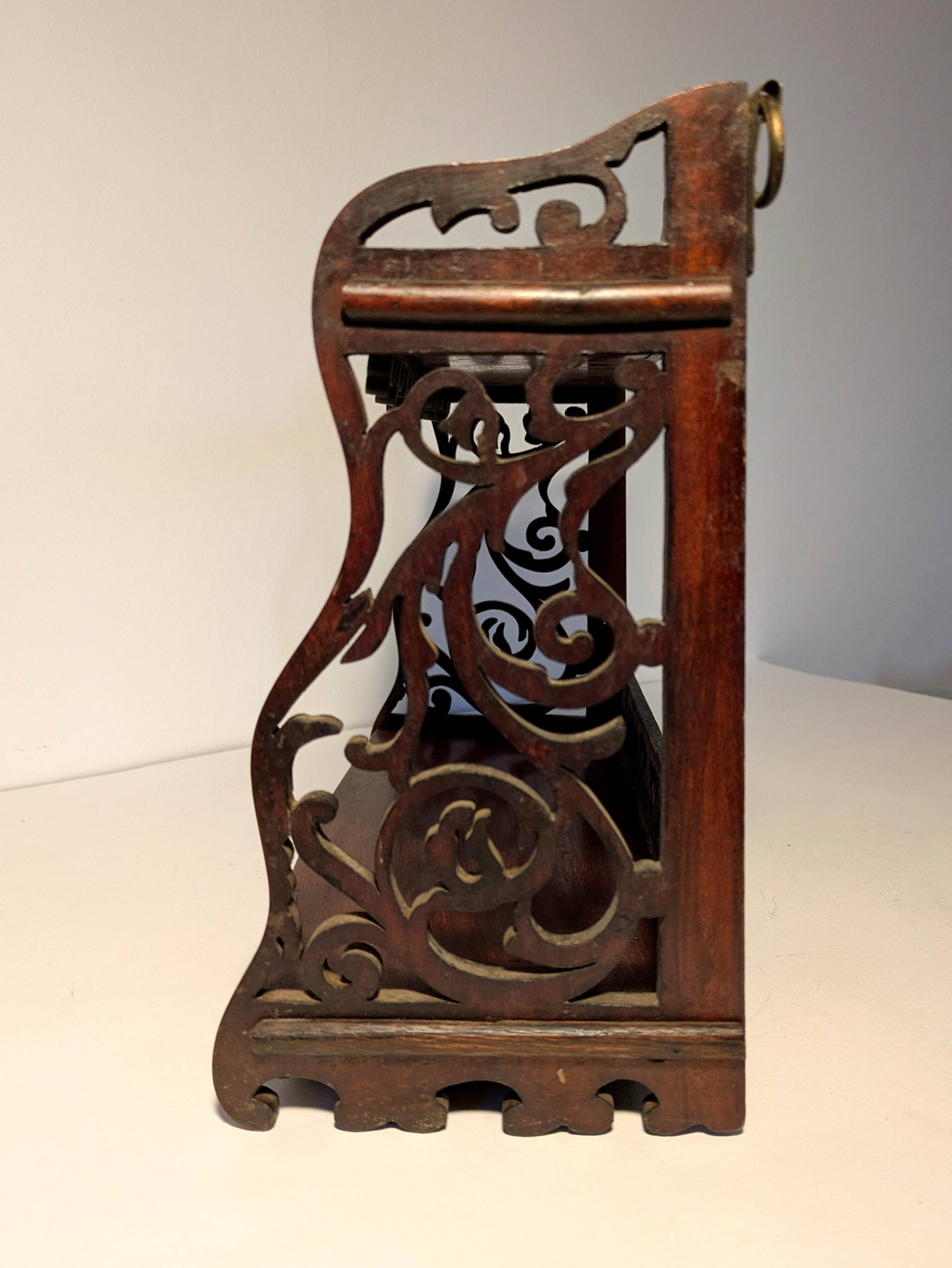 Carved wooden wall shelf H24cm