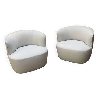 Pair of Elain model swivel armchairs - Edition Molteni - New