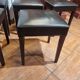 Brown leather square stool with wooden legs – padded seat
