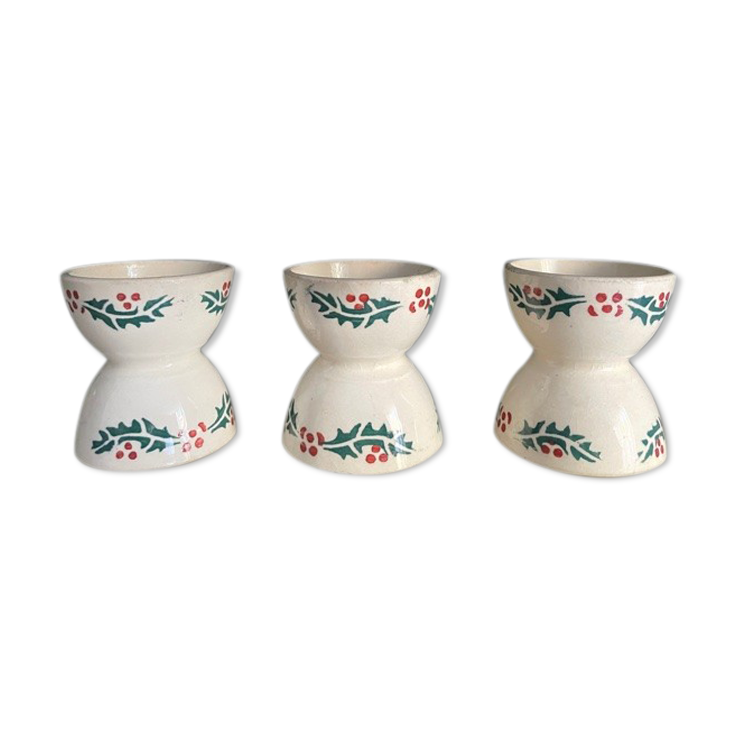 Set de 3 coquetiers en faïence vers 1900