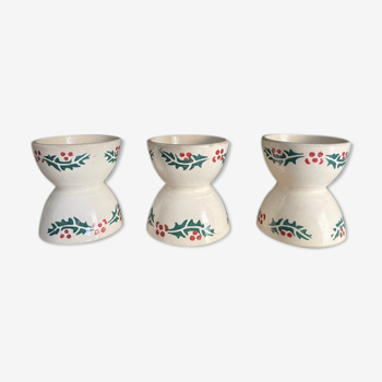 Set of 3 earthenware coquetiers around 1900