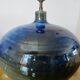 Impressive iridescent blue ceramic lamp with a gradient of green, circa 1960.
