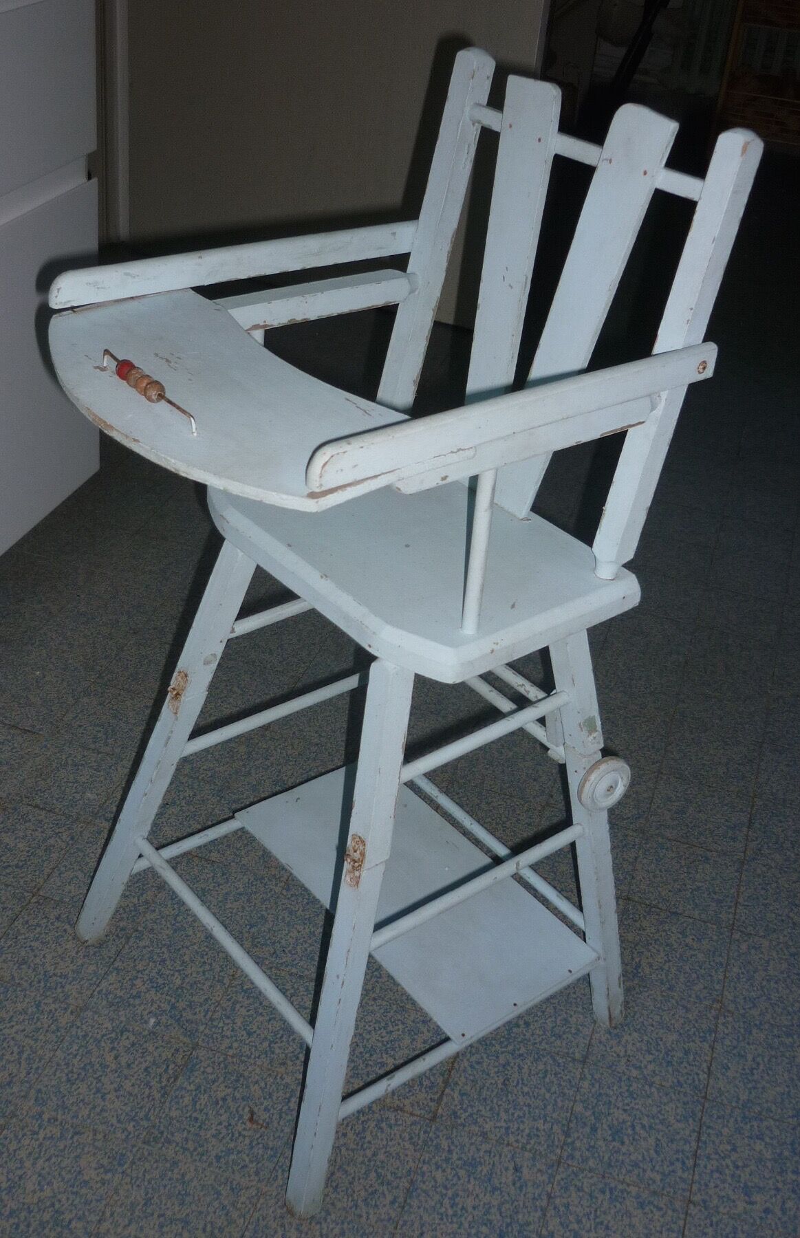 Vintage doll blue high chair
