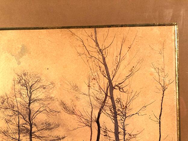 Louis Tauzin (1842-1915), “Landscape at the river” watercolor signed and framed