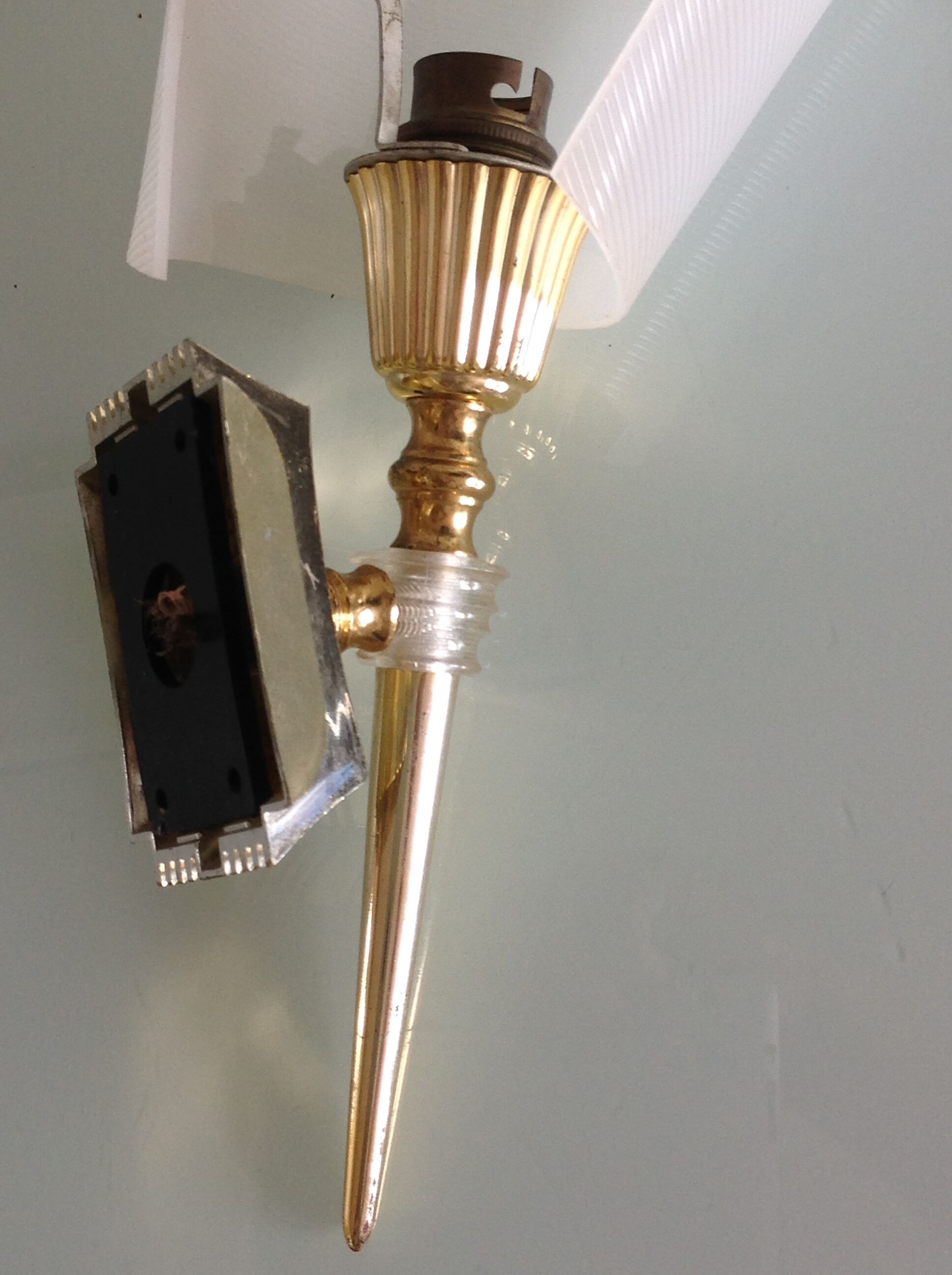 White / vintage perspex wall lamp 50s-60s