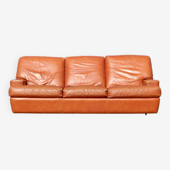 Space age sofa. Tan leather. Circa 1970