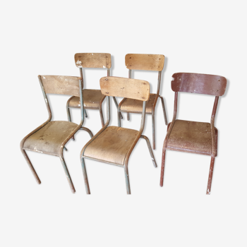 Set of 5 old school chairs