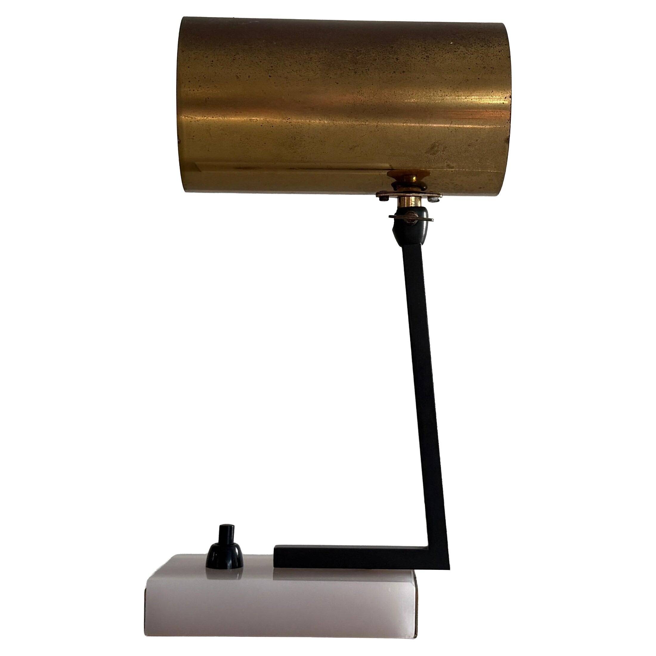 Lampe de bureau minimaliste à tête en laiton et base en marbre, années 1960, Allemagne