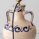 Spanish Revival Terracotta Table Lamp, Cream and Cobalt, New Linen Shade