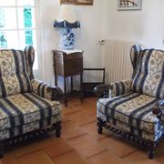 Louis XIII salon in turned wood – Sofa and pair of armchairs