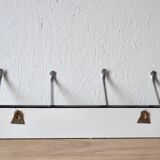 Vintage wall coat rack in white Formica - quadruple hook
