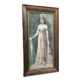 Déesse victorienne, aquarelle, encadrée