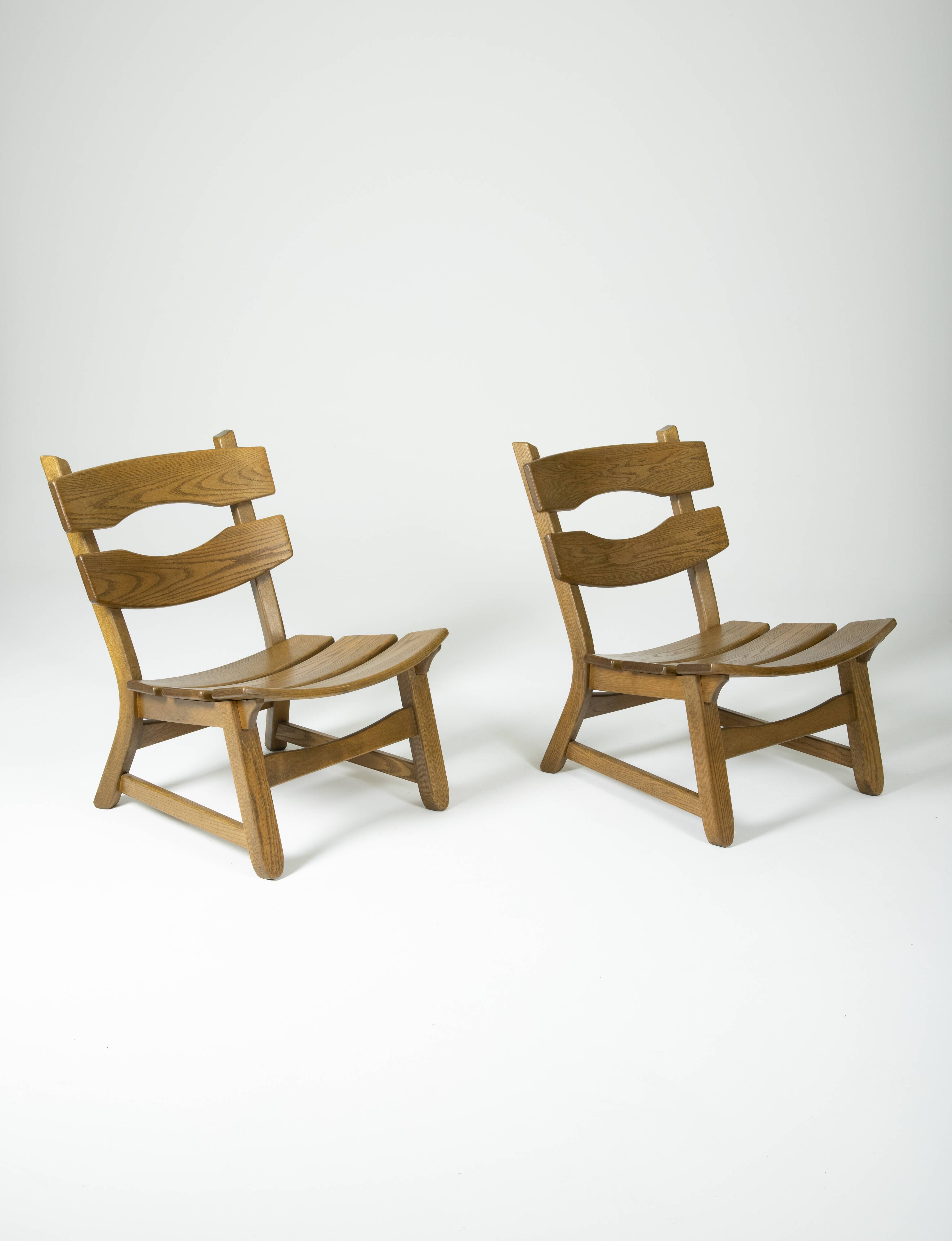 Pair of brutalist oak chairs by Dittmann & Co for Awa Radbound, 1960s
