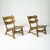 Pair of brutalist oak chairs by Dittmann & Co for Awa Radbound, 1960s