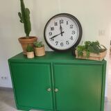 Ancien bahut buffet Meuble rangement vert bois et bambou vintage