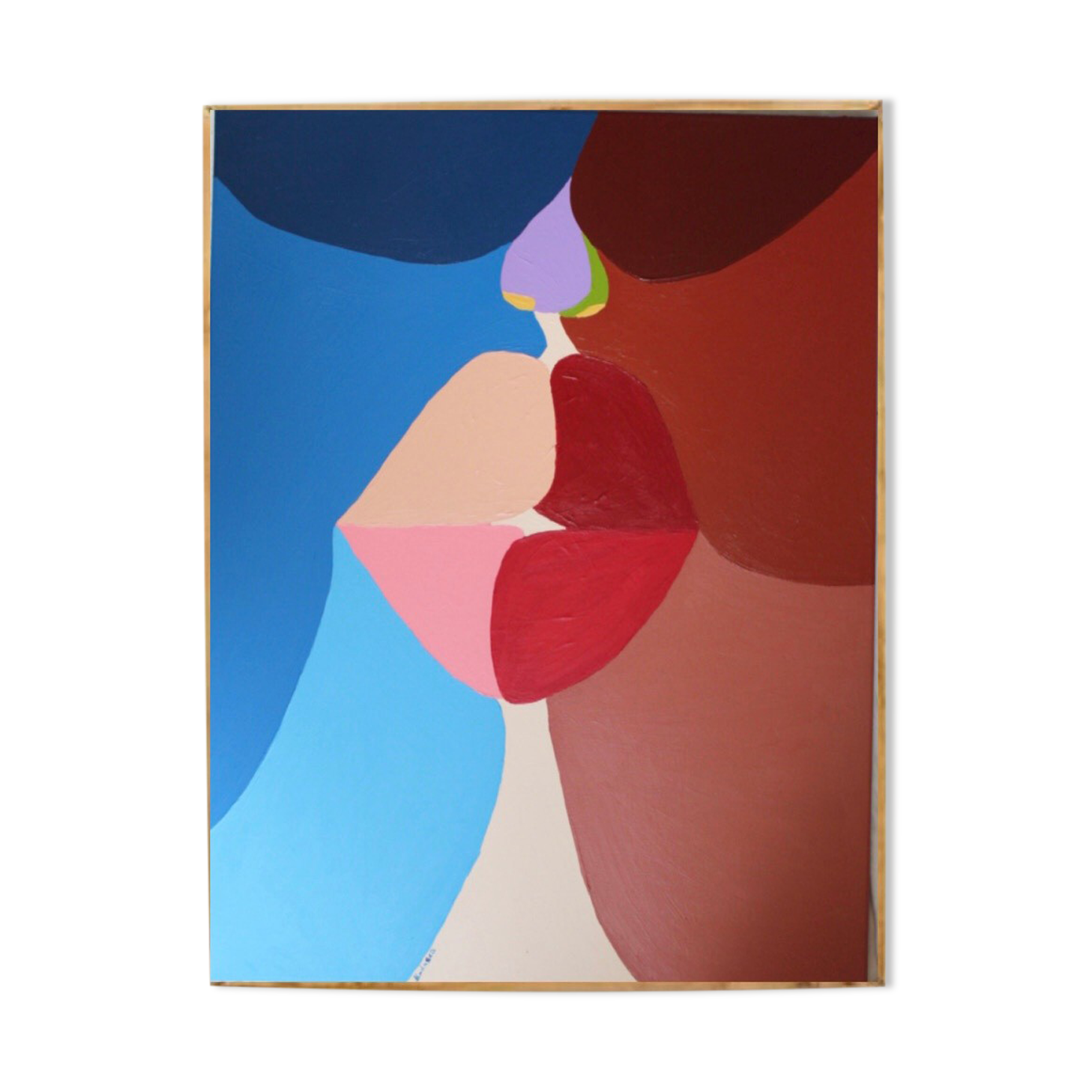 The kiss colorful handmade paint