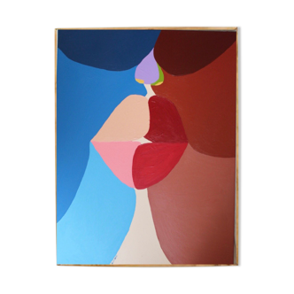 The kiss colorful handmade paint