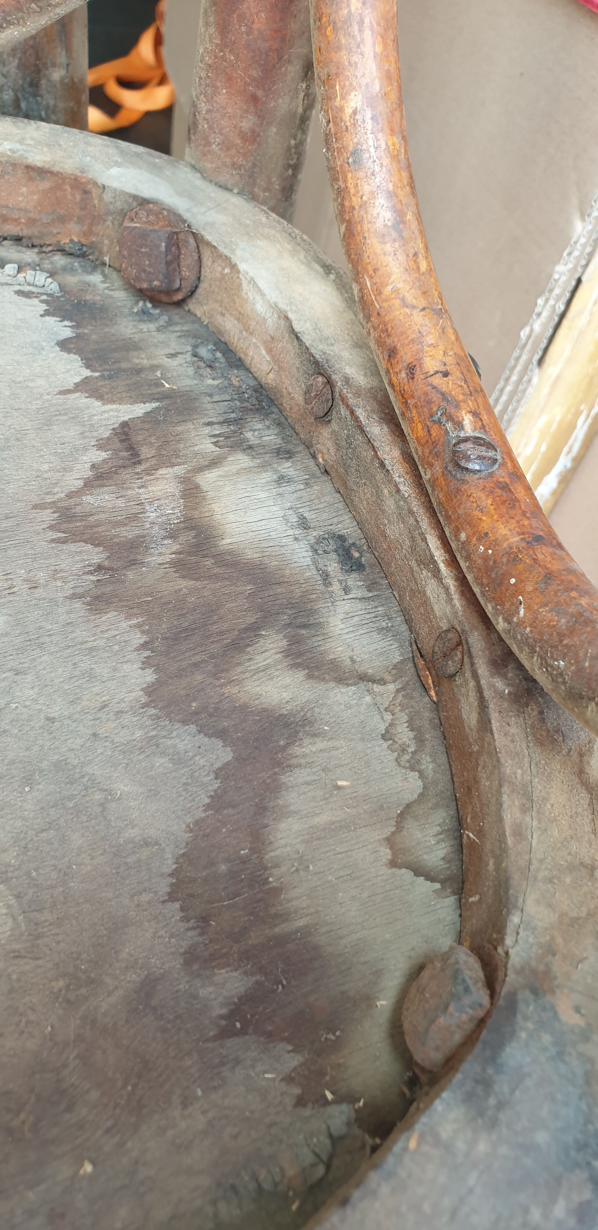 Pair of curved wood bistro chairs