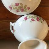 Soupière in round earthenware décor flowers