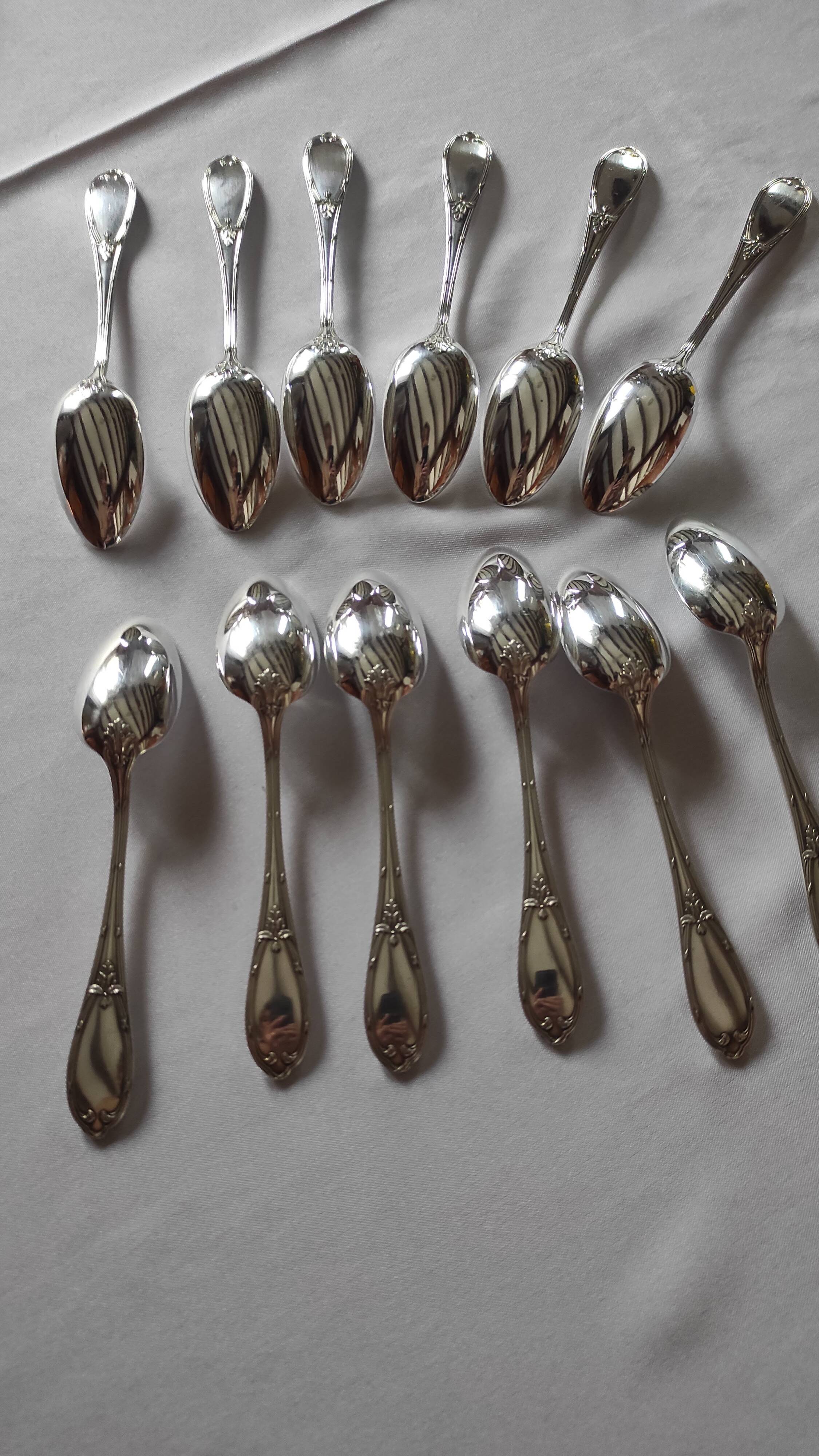 12 silver-plated dessert spoons by Félix Frères