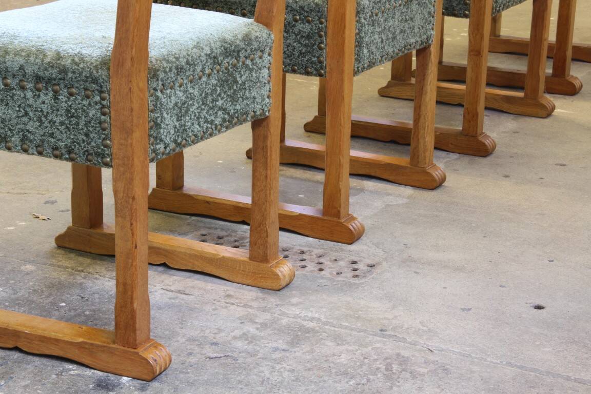 Vintage 1950s signature, solid oak dining throne chairs, Danish craftsmanship