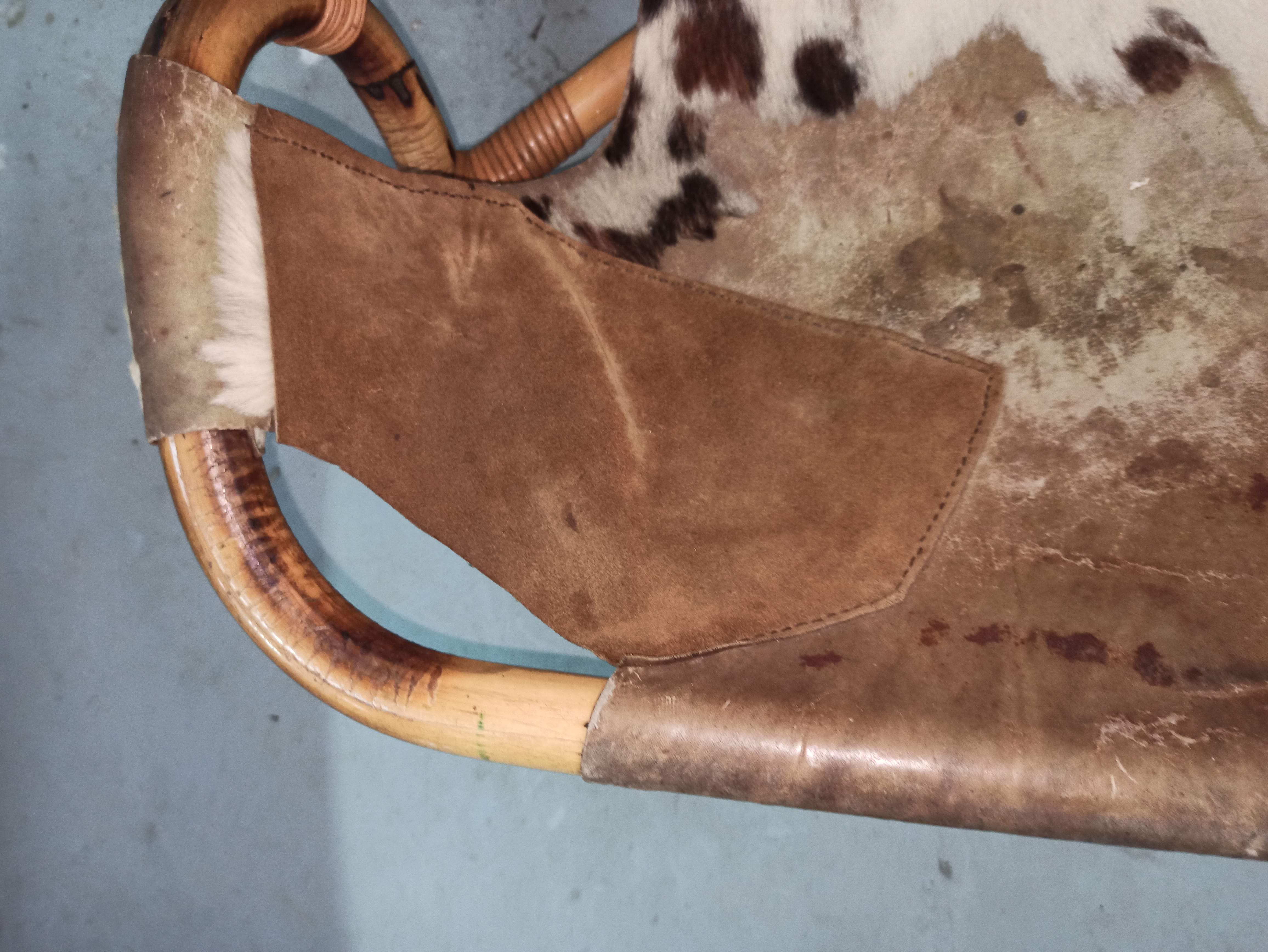Pair of armchairs bamboo leather skin rohé noordwolde