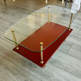 Vintage glass and brass coffee table