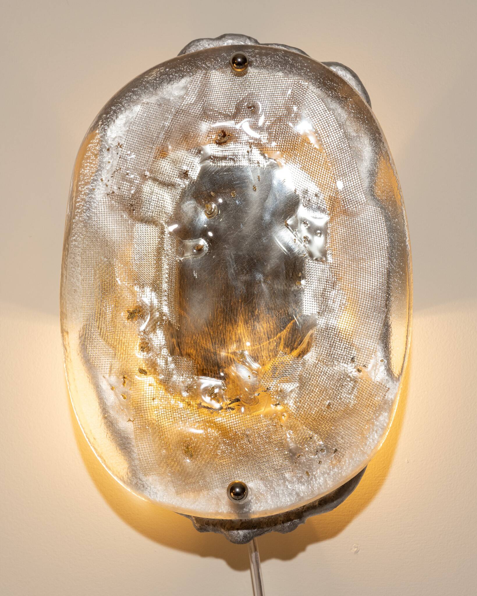 Glass, brass and aluminum wall light No.10