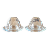 2 coquetiers avec cloche assortie en verre transparent
